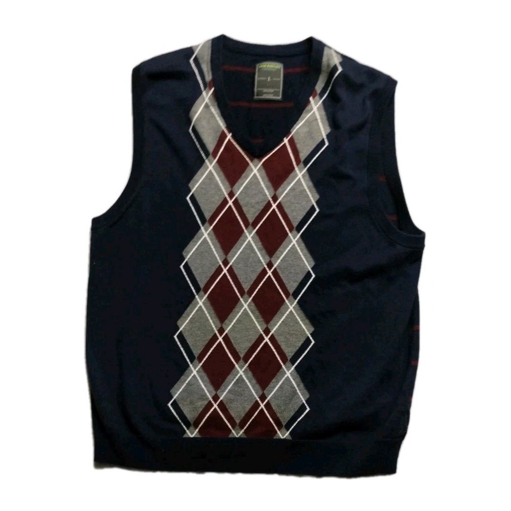 John Bartlett Argyle Sweater Vest Sleeveless Golf‎ Casual Layering Large